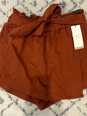 NEW Calia Women’s Rust Paperbag Waist Skort with Tie. Size Medium